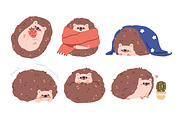 Cute funny hedgehogs animals set, an Animal Illustration by Good Studio (Thumbnail 5 of 9)