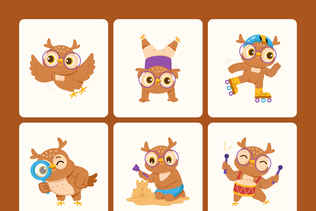 60 Owl Characters Illustration, an Animal Illustration by Brickclay (Photo 10 of 12)