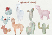 Pastel Llamas Clipart & Patterns PNG, an Animal Illustration by ColorfulNest (Thumbnail 2 of 5)