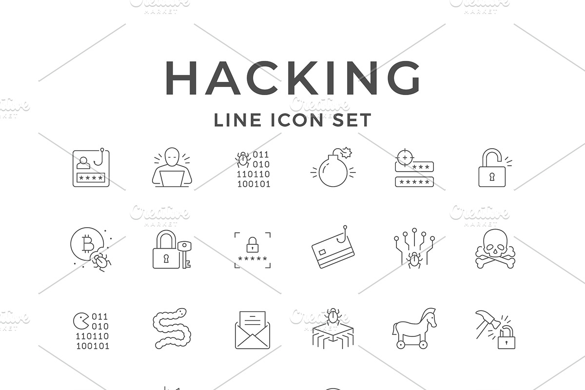Set line icons of hacking, an Outline Icon by motorama (Photo 1 of 2)