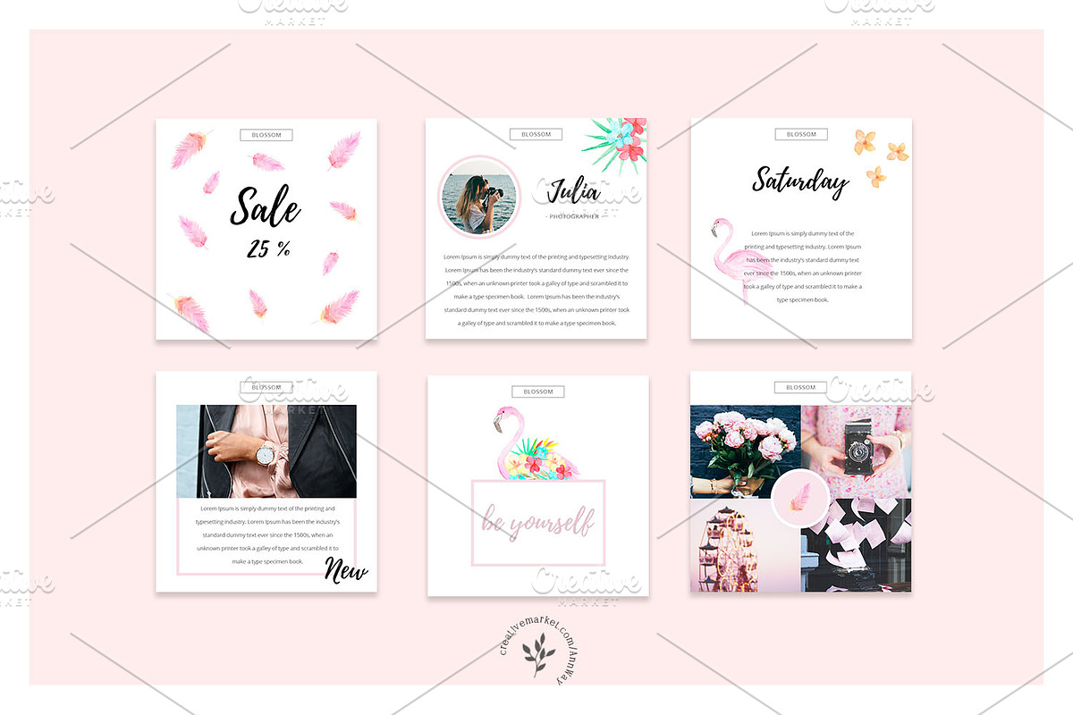 Flamingo | Social Media Pack, a Social Media Template by Blossom (Photo 3 of 7)