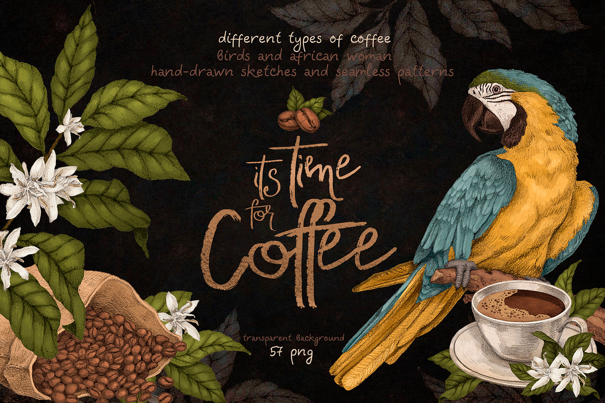 Time for Coffee illustration set, an Illustration by Alamella (Photo 1 of 10)