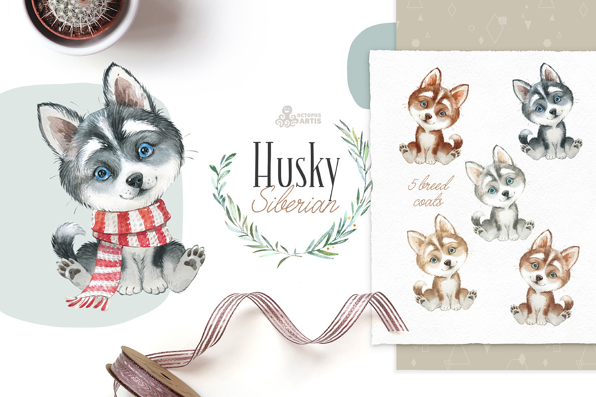 Puppy Paws 2. Watercolor Collection, an Illustration by OctopusArtis (Photo 3 of 11)