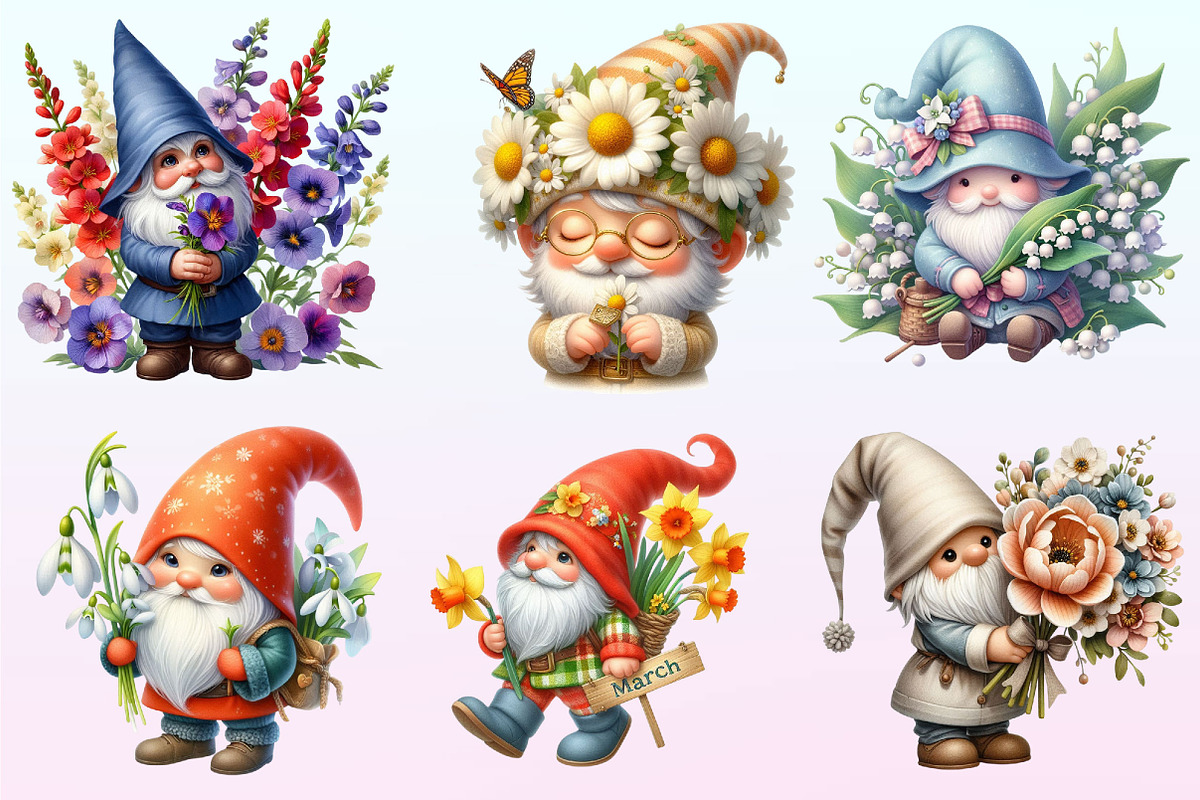 Watercolor Birth Month Flower Gnome., a Graphic by CitraGraphics (Photo 3 of 4)