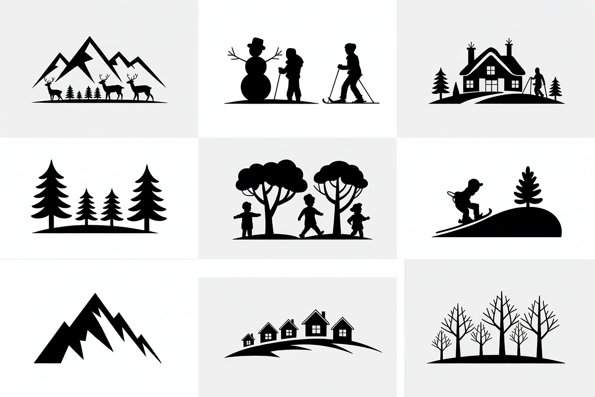 winter landscape snowman silhouettes, an Illustration by Amazin_art (Photo 4 of 7)