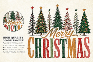 Merry Christmas Trees PNG, an Object Illustration by Libby Wishes