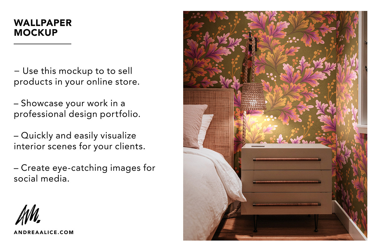 Wallpaper Mockup - Rustic Bedside, a Household Mockup by Andrea Muller (Photo 3 of 6)