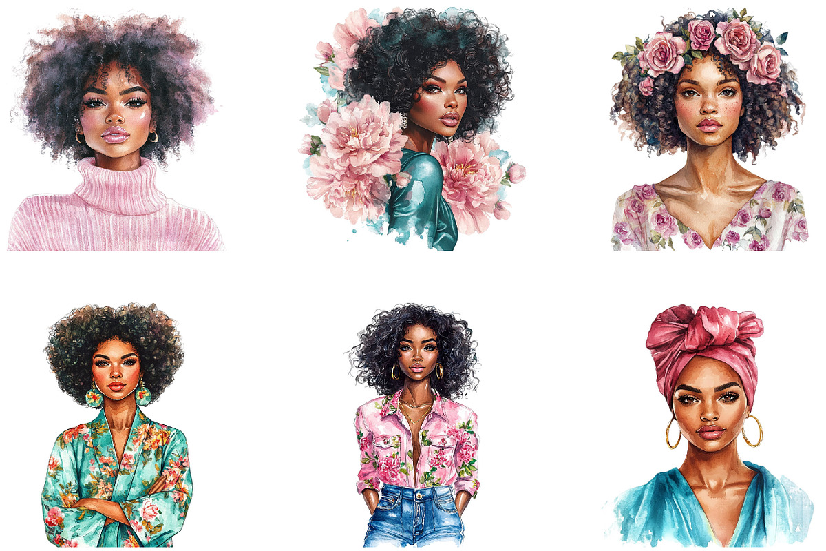 Black Girl Watercolor Sublimation, a Seasonal Illustration by Designking (Photo 4 of 5)