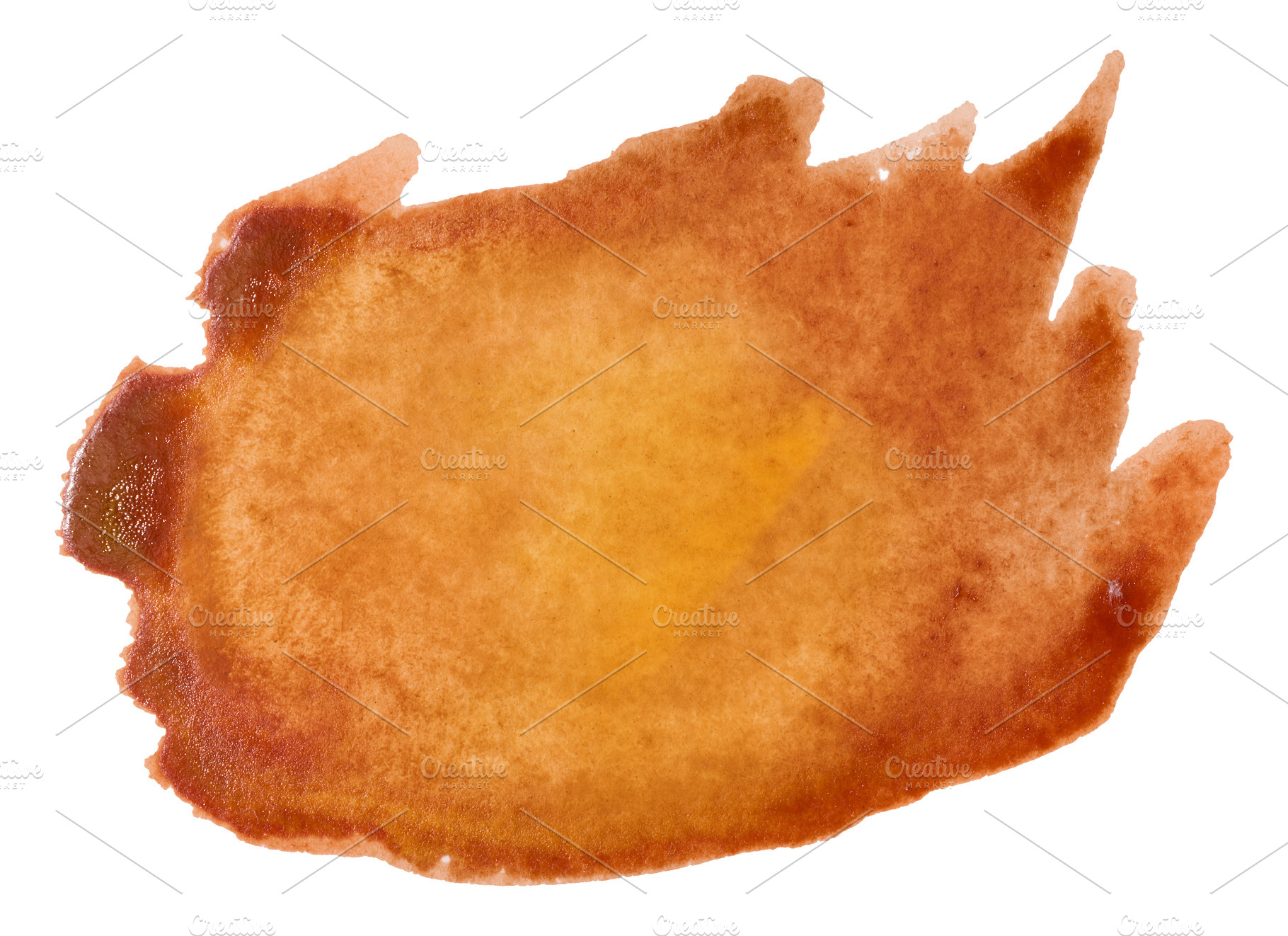 Orange watercolor paint stain, gradient from ochre to rich terra, an Abstract Photo by ndanko