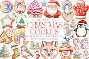 Watercolor Christmas Cookies PNG, an Illustration by SinaCreation (Thumbnail 1 of 7)