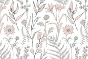 Hand drawn flowers set and seamless, a Decorative Illustration by Good Studio (Thumbnail 6 of 11)