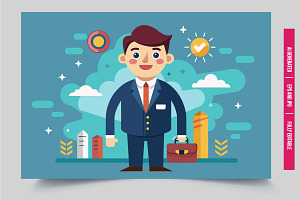 Cartoon bizman briefcase city, an Illustration by Tanuart