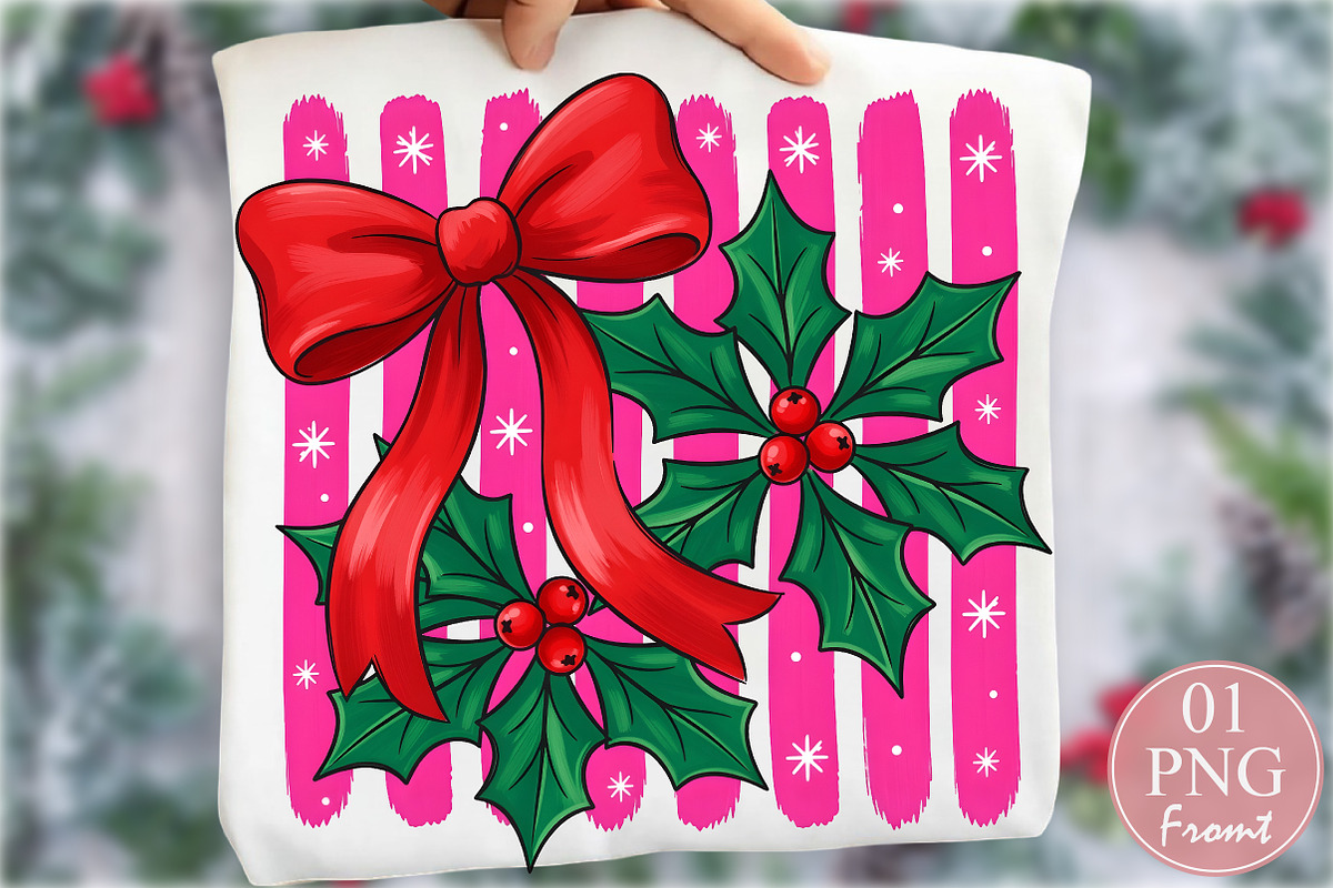 Coquette Red Christmas Bow Holly PNG, a Seasonal Illustration by Rose Art (Photo 1 of 4)