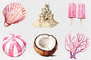 Watercolor Pink Summer Clipart, a Seasonal Illustration by Rose Art (Thumbnail 3 of 5)