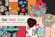 Get Well Soon Digital Papers Clipart, a Pattern Graphic by JennyL Designs (Thumbnail 1 of 9)