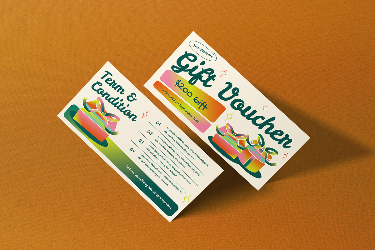 Green Gradient Gift Voucher, a Card Template by graphicook (Photo 2 of 3)
