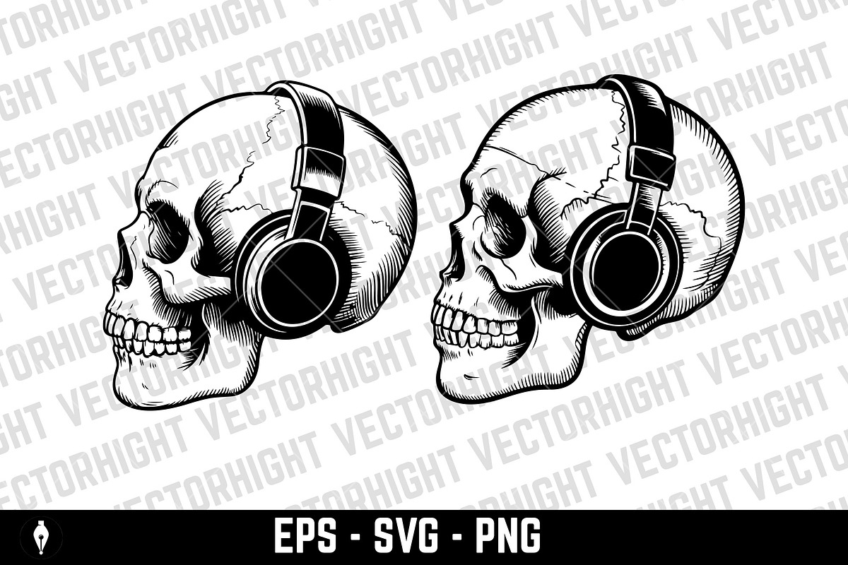 Skull in headphones vector., an Object Illustration by Vectorhight (Photo 4 of 4)