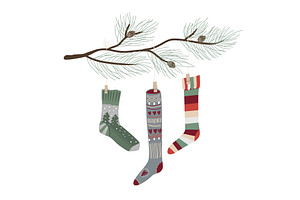 Cute hand drawn socks for Christmas, an Object Illustration by Toltemara