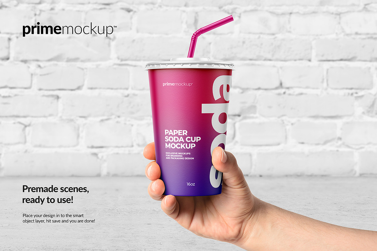Paper Soda Cup Mockup Bundle, a Cups & Container Mockup by PrimeMockup (Photo 3 of 11)