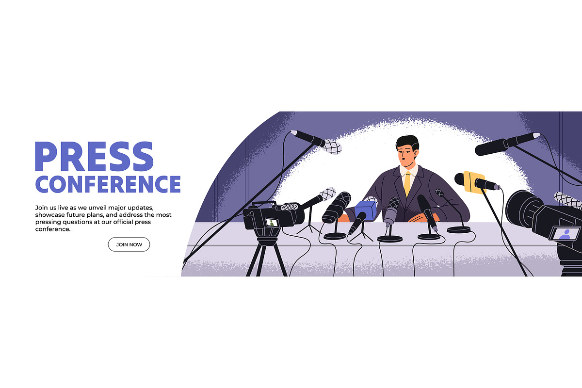 Interview, press conference banner, a Person Illustration by PaperTrident (Photo 2 of 2)