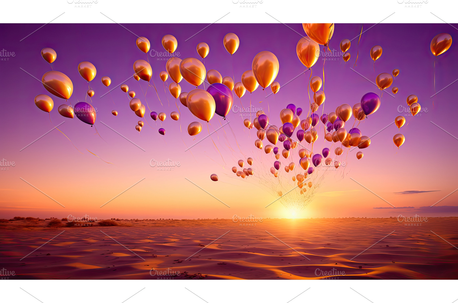 beautiful purple and gold balloons, an Abstract Photo by pikepicture