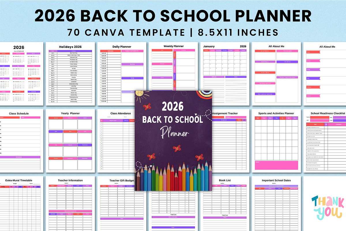 2026 Back To School Planner Canva, a Stationery Template by Shumaya (Photo 1 of 7)