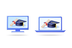 Digital diploma and graduation cap, an Education Illustration by Abscent