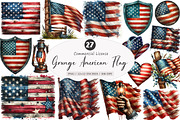 Vintage Grunge American Flag Clipart, an Illustration by SinaCreation (Thumbnail 1 of 5)
