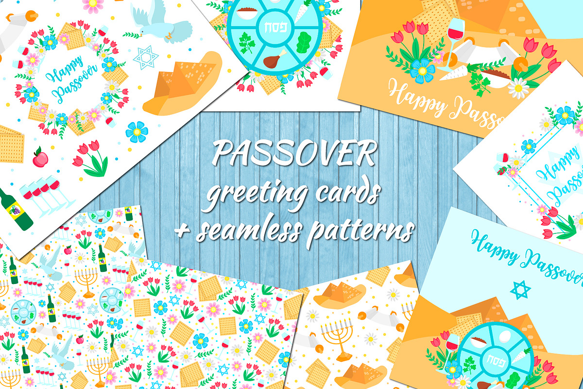 Jewish holiday Passover collection, a Card Template by PatapovaVika (Photo 1 of 6)