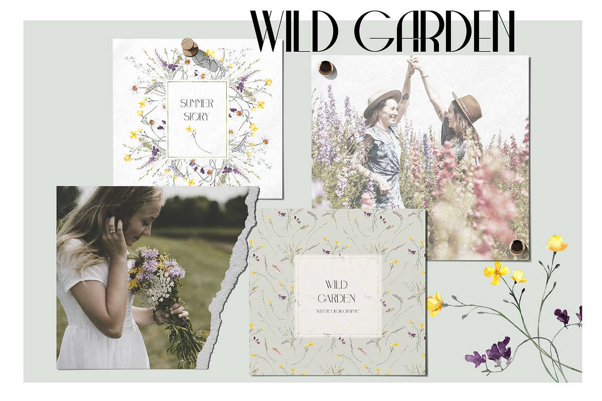 Wild Garden. Watercolor wildflowers., an Object Illustration by ma_i_vi (Photo 2 of 11)