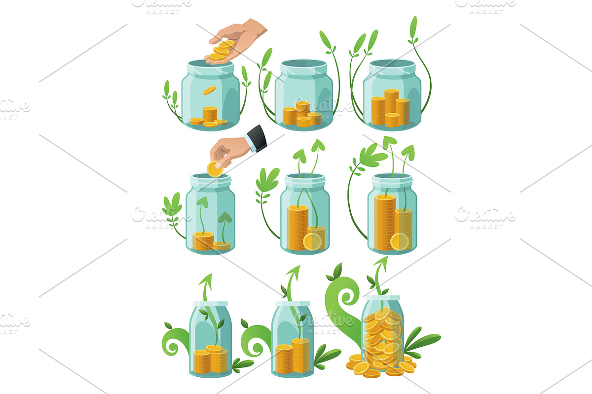 Investing bottle money, icon, a Finance Illustration by Things for designers