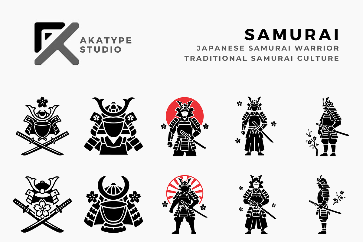 Samurai & Cherry Blossom, a Solid Icon by Akatype Studio (Photo 1 of 3)