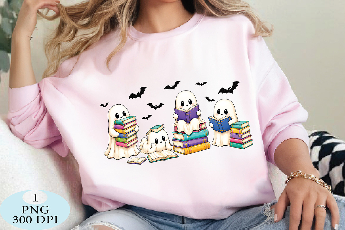 Halloween Book Lover Reading Ghost, a Seasonal Illustration by Daily.Designs (Photo 3 of 5)