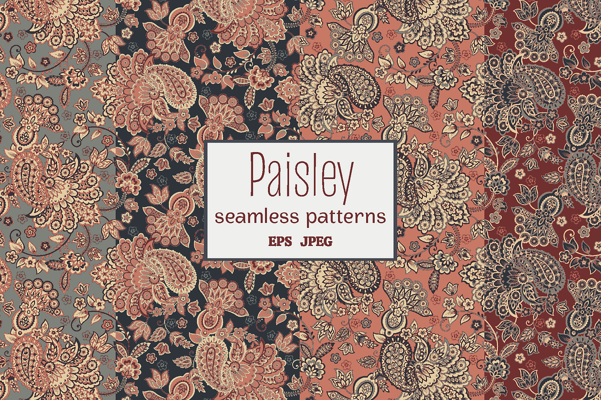 4 Paisley seamless patterns, a Background Graphic by antalogiya (Photo 1 of 5)