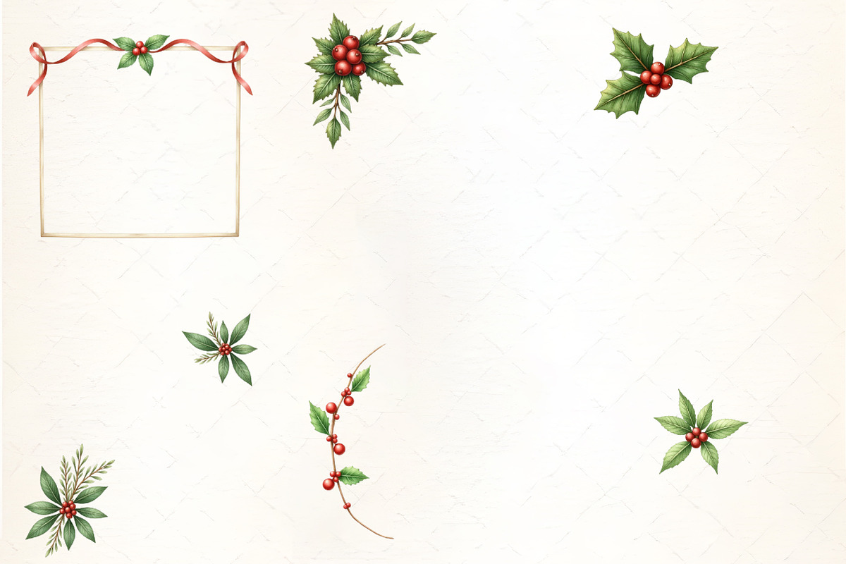 Christmas Holly Corner Clipart, an Illustration by CrexoraLab (Photo 4 of 5)