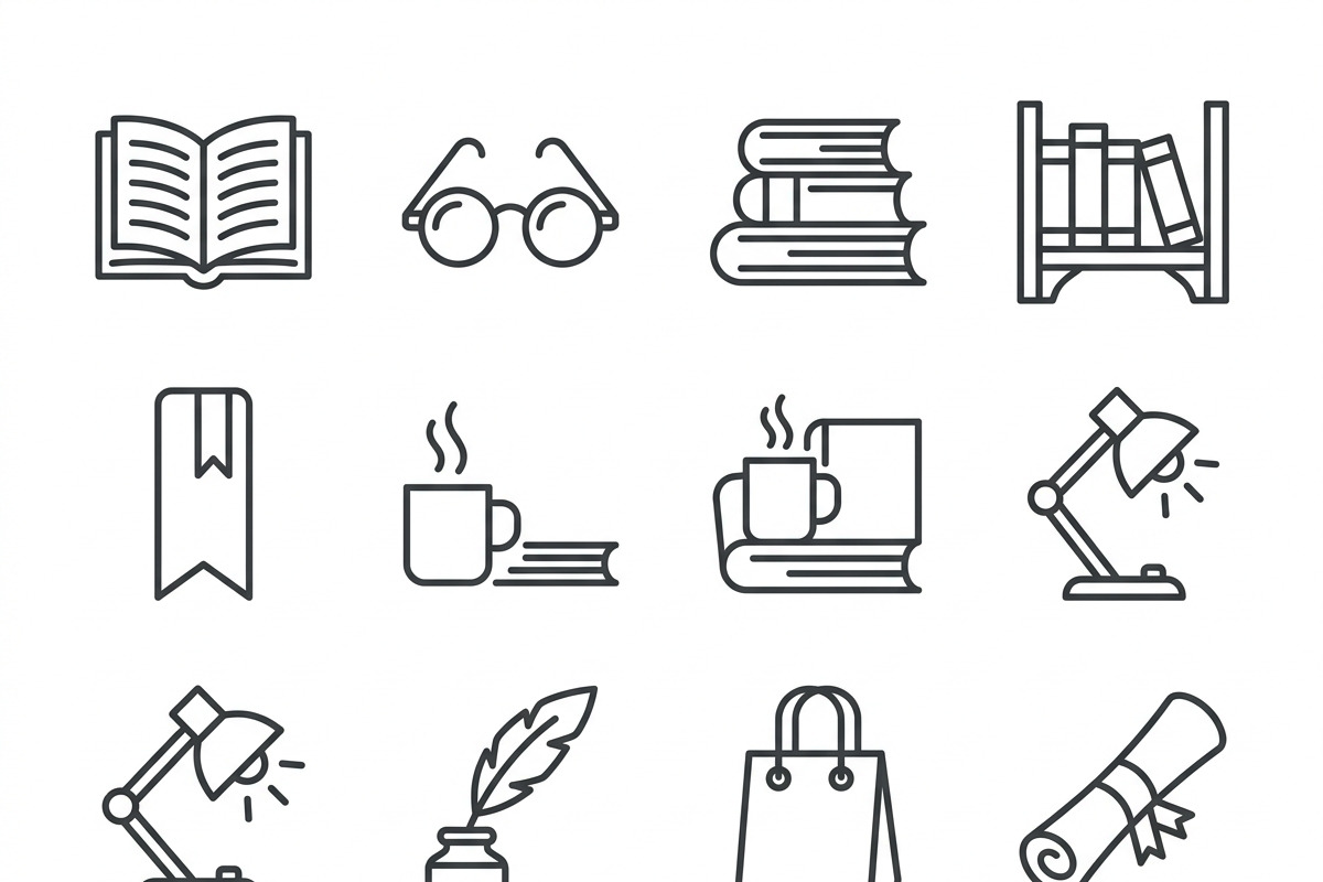 Bundles Bookstore Branding Icons, an Outline Icon by adenpinkstore (Photo 2 of 10)