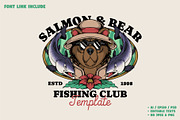 Salmon Fishing Bear Mascot Emblem, a Branding & Logo Template by Judsart (Thumbnail 1 of 3)