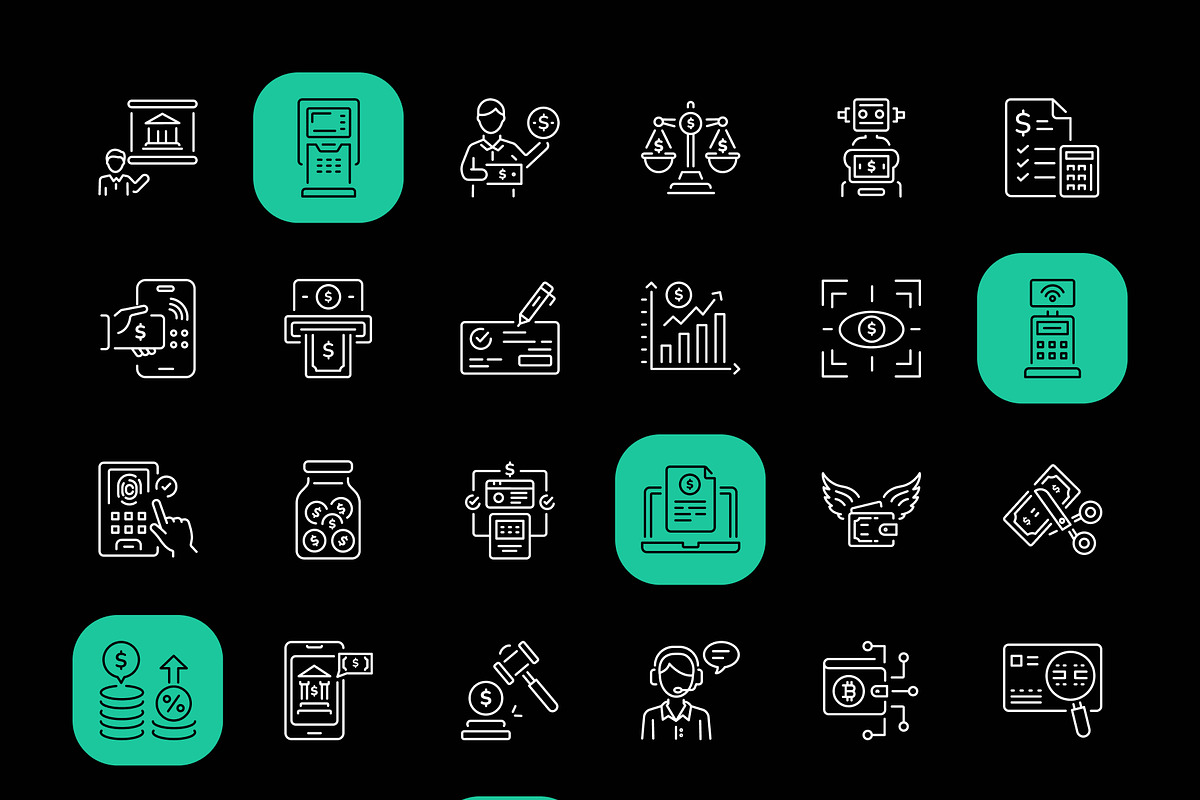 Banking Icon Art Set, an Outline Icon by Prosymbols (Photo 7 of 8)