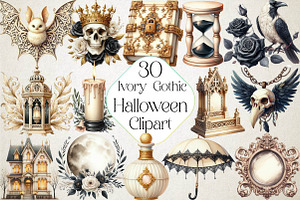 Ivory Gothic Halloween Clipart, an Illustration by DreamPrint404