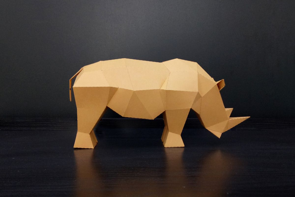 DIY Rhino Sculpture - 3d papercraft, a Templates & Theme by PAPER amaze