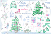 Magic winter watercolor clipart., a Seasonal Illustration by SabinaWatercolorArt (Thumbnail 2 of 7)