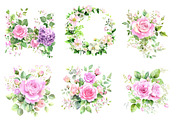 Pink blush Floral watercolor clipart, an Illustration by Designworld (Thumbnail 2 of 5)