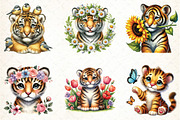 Cute Spring Tiger Watercolor Clipart, an Illustration by DreamCafeArt (Thumbnail 2 of 3)