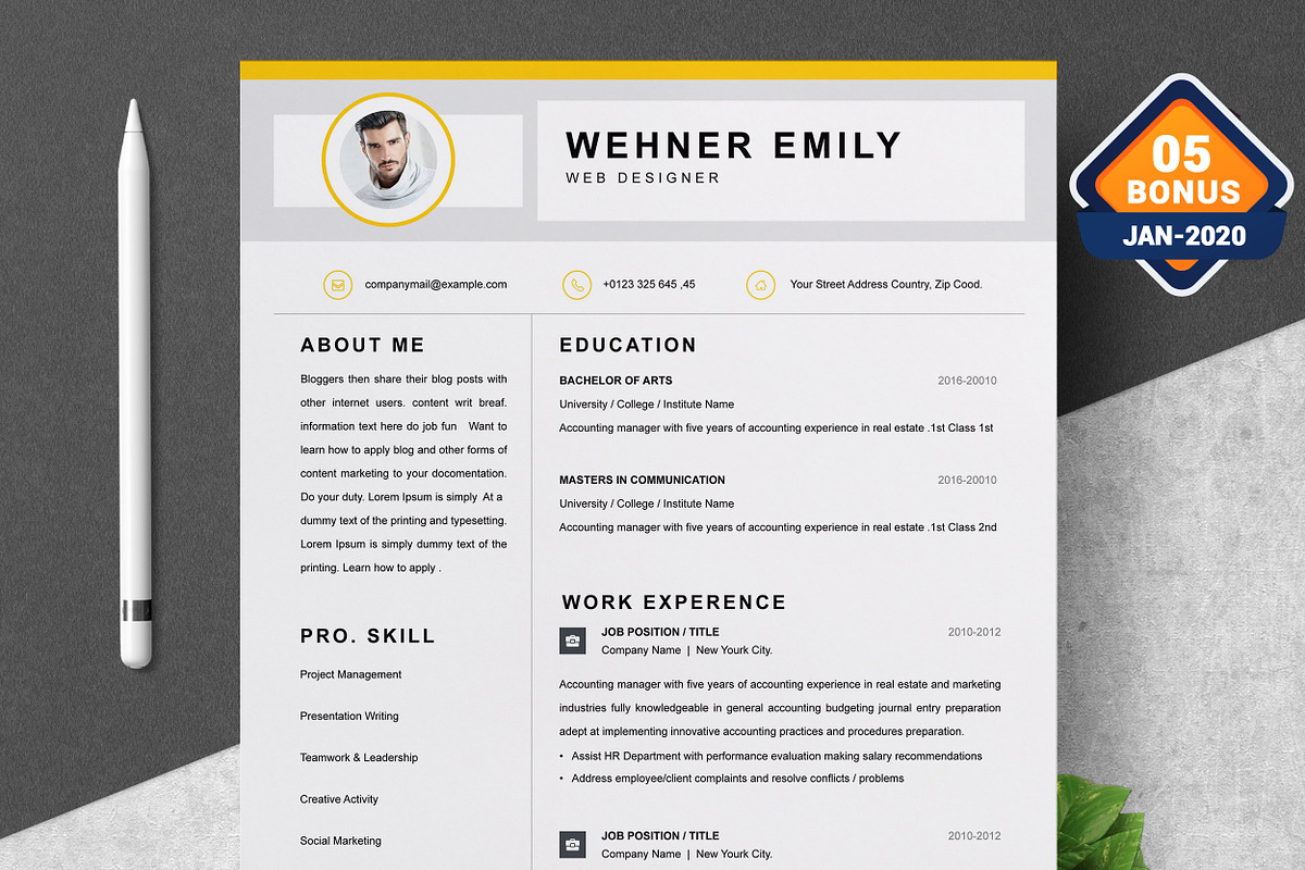 Resume/CV Bundle | 200+ for $29, a Resume Template by ResumeInventor (Photo 96 of 207)