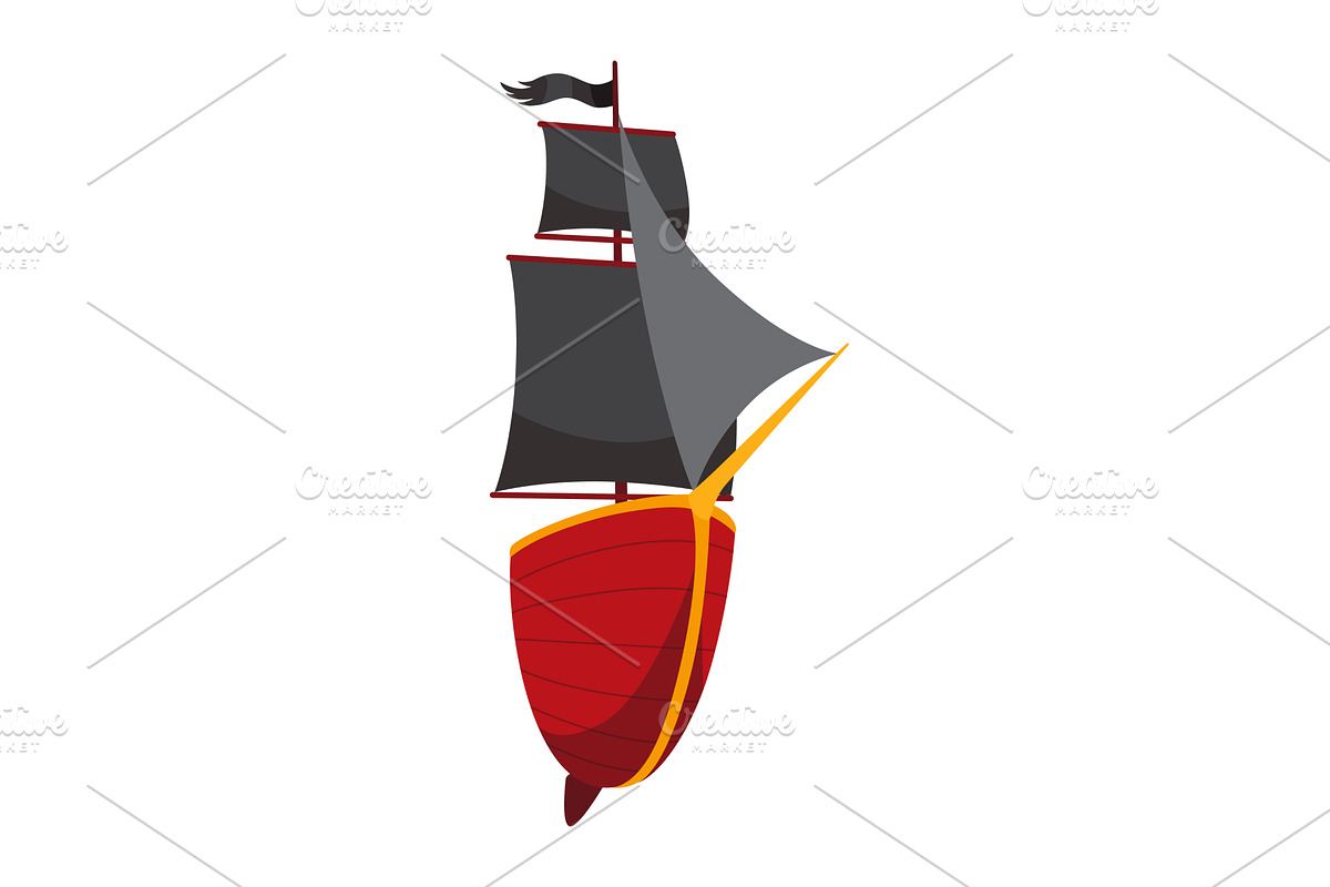Stylized cartoon pirate ship, a Transportation Illustration by the8monkey