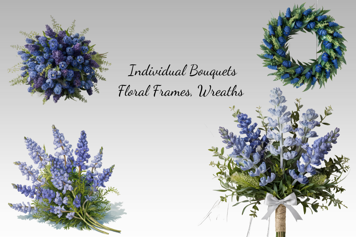 Blue Bonnet Flower Clipart Bundle, a Decorative Illustration by Dream Floral Clipart (Photo 8 of 9)