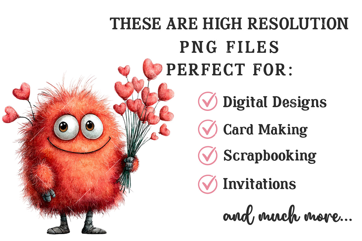 Cute Valentines Monster Clipart, an Illustration by OK Design (Photo 4 of 6)