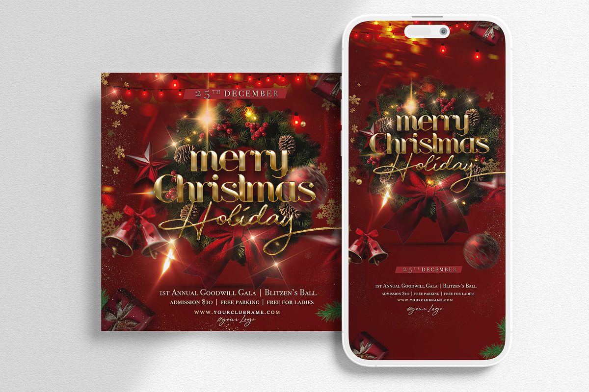 Christmas Party Instagram Banners, a Social Media Template by Ronita Shkodra