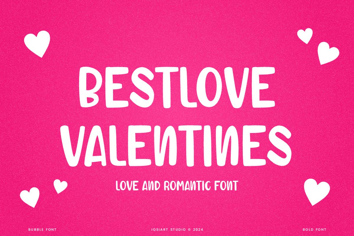 Bestlove Valentines Font, a Sans Serif Font by Iqsiart Studio (Photo 1 of 6)