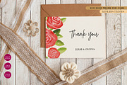 Red Rose Floral Thank You Cards, a Stationery Template by Beyond Muse (Thumbnail 1 of 3)
